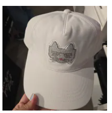 [S] KARL LAGERFELD WHITE L4WH7600-WHT EMBELLISHED CHOUPETTE BASEBALL CAP, 196788561380 (SKL1568)