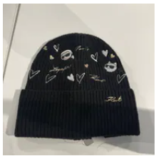 [S] KARL LAGERFELD BLACK L5KH8189-BLK KARL ICONS KUFF BEANIE, 198913923988 (SKL1572)