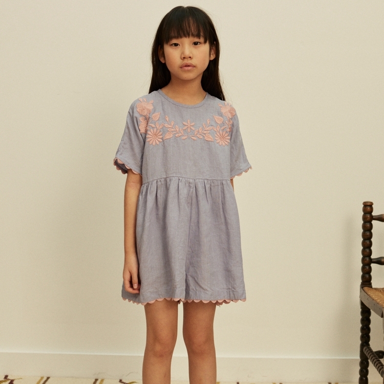 Apolina 簡約刺繡寬鬆連身短褲 ALMA PLAYSUIT - BLUE-LILAC