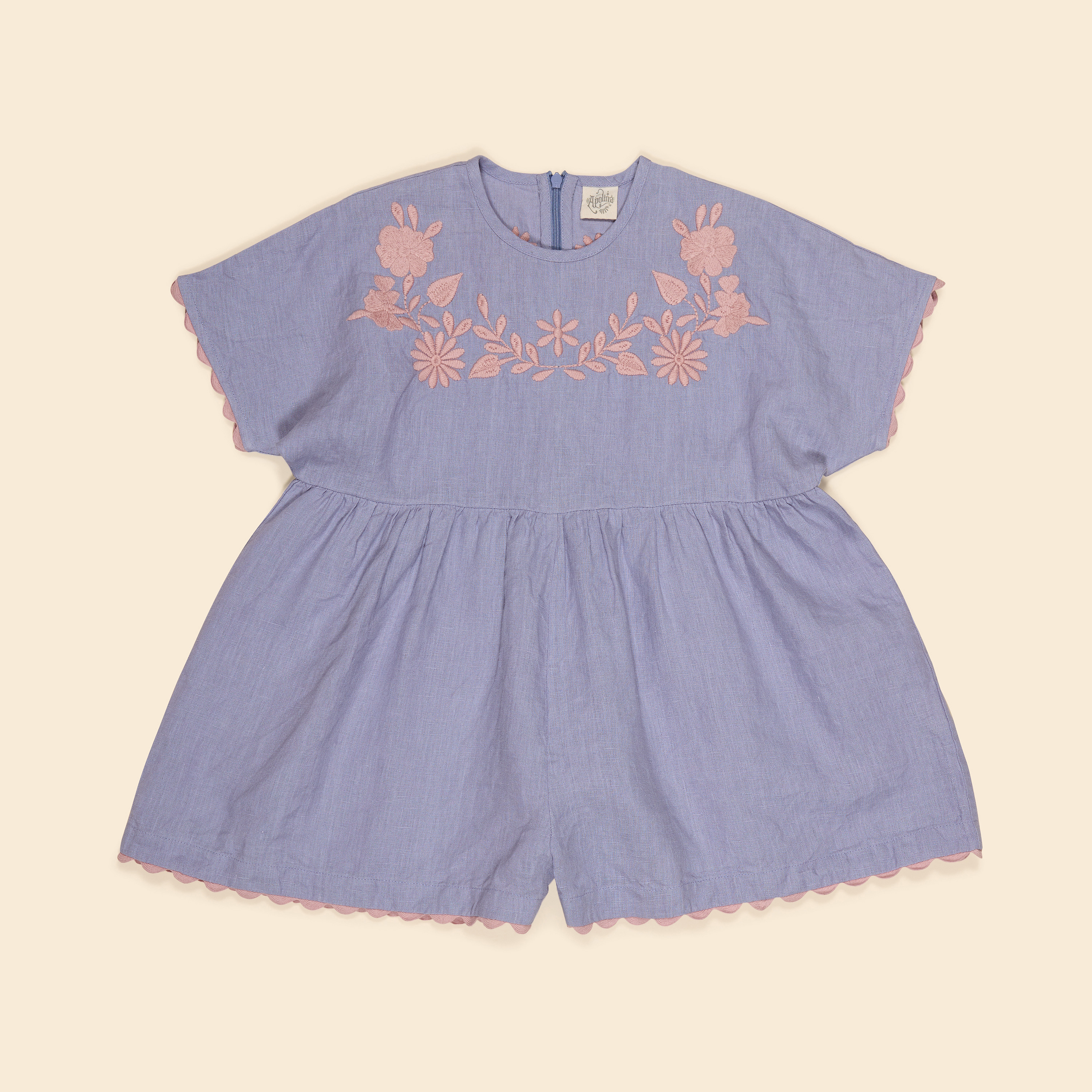 Apolina 簡約刺繡寬鬆連身短褲 ALMA PLAYSUIT - BLUE-LILAC