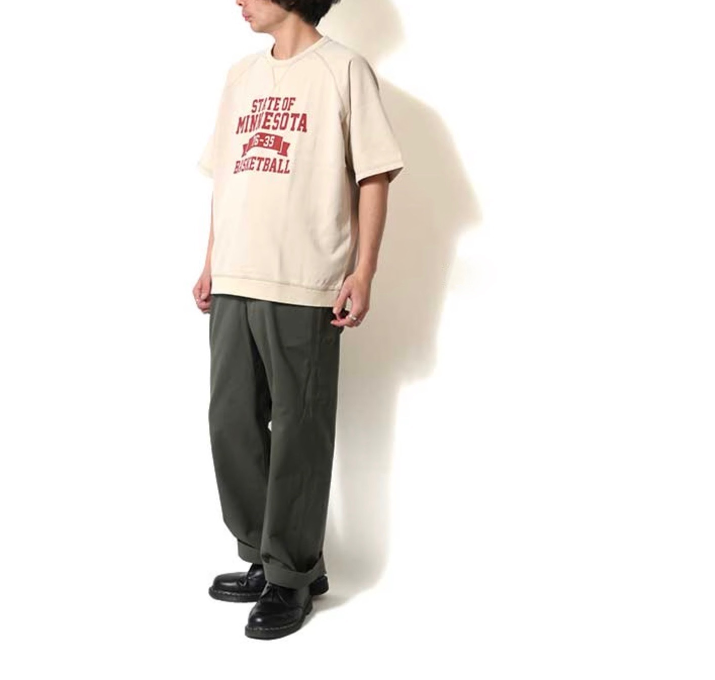HOUSTON  POWDER WASH S/S 短袖型輕薄 SWEAT(MINNESOTA) / OFF WHITE