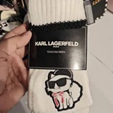 [S] KARL LAGERFELD IVORY L5KG8142-IVY SASSY CHOUPETTE FLIP TOP GLOVE, 198913923766 (SKL1582)