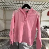 [S] KARL LAGERFELD PRISM PINK LOGO FULL-ZIP SWEATER WITH HOODIE, L5TSS718-GEE (SKL1583)