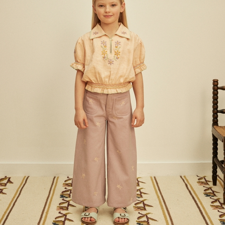 Apolina 復古小花刺繡高腰牛仔褲 CASEY 70'S ALL OVER EMBROIDERY JEAN - LILAC