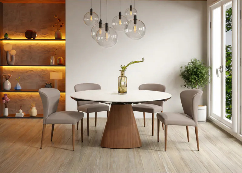 陶板圓形延展餐桌