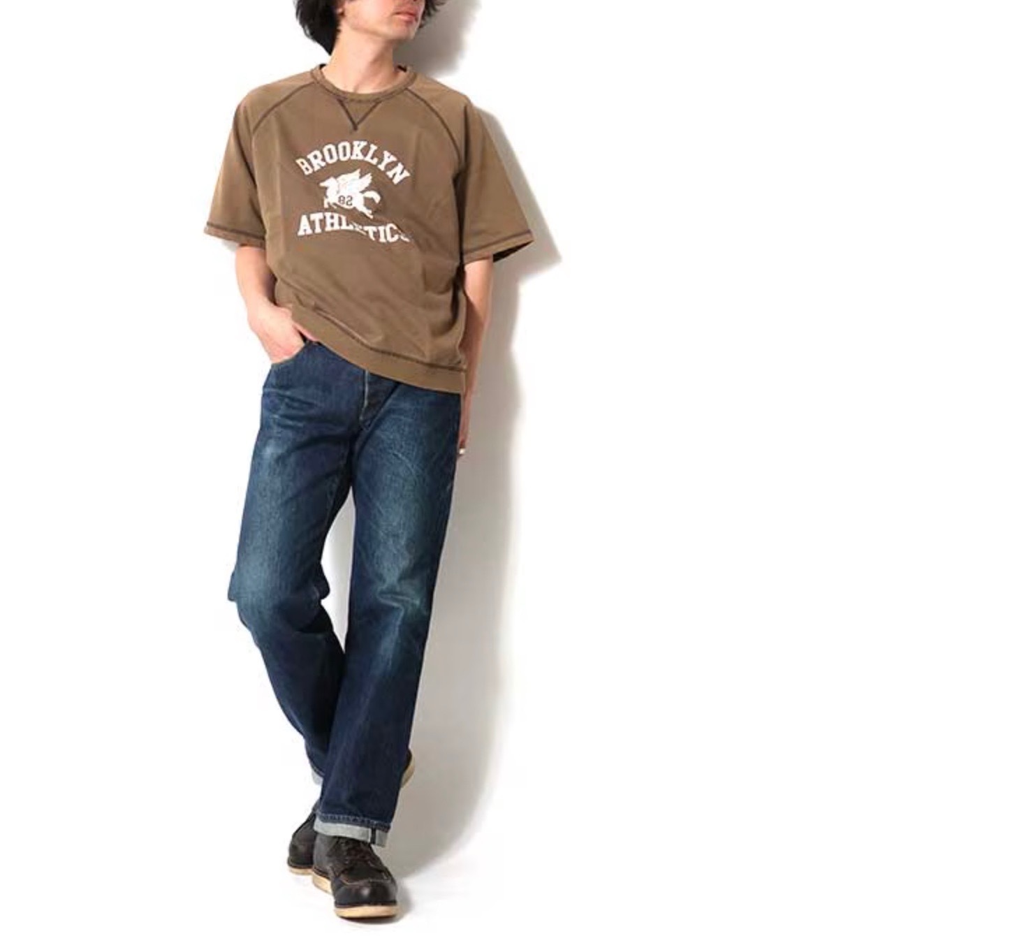 HOUSTON POWDER WASH S/S 短袖型輕薄 SWEAT(BROOKLYN) / CHARCOAL