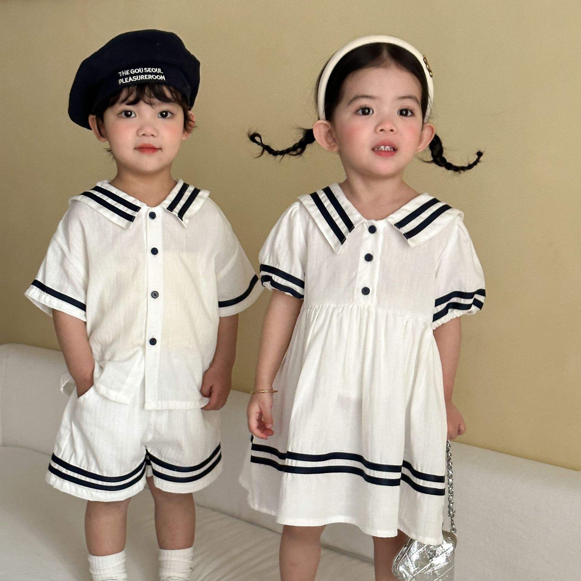 《2908》兄弟姊妹-海軍學院風洋裝/套裝(80-150)