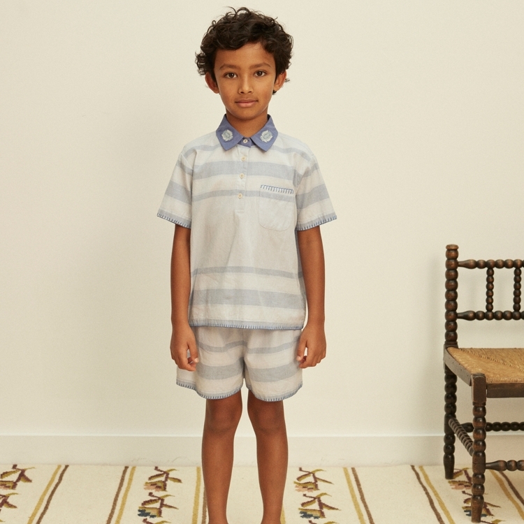 Apolina 海風條紋polo領套裝 SULLIVAN SHORTS SET - SUMMERHOUSE STRIPE