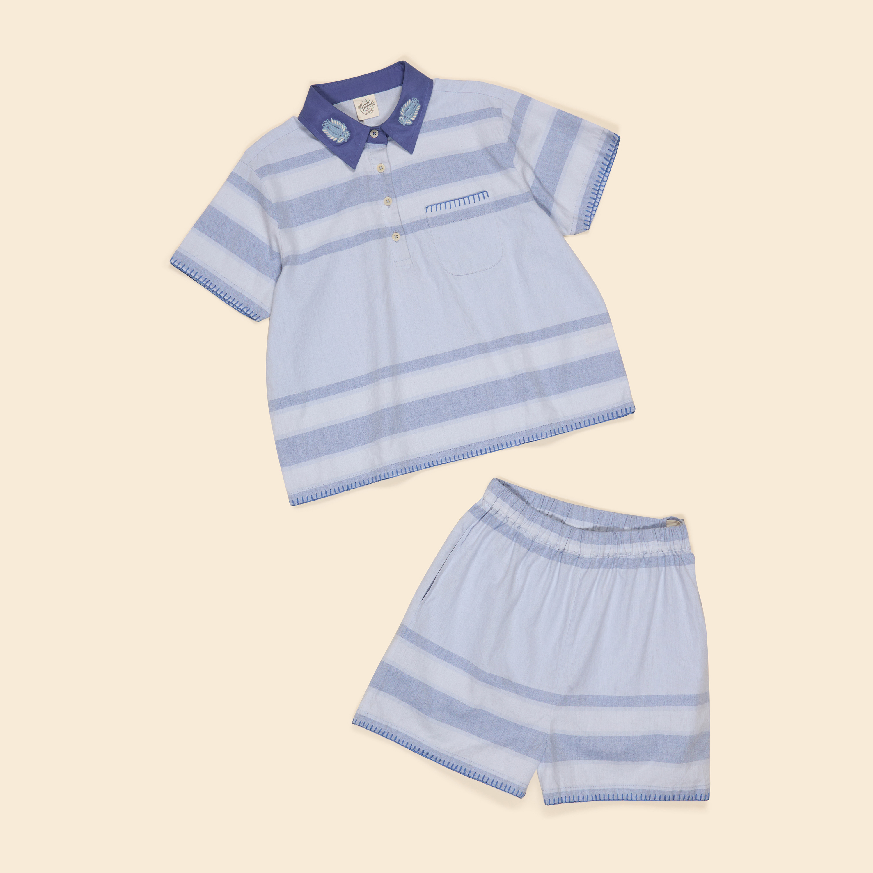 Apolina 海風條紋polo領套裝 SULLIVAN SHORTS SET - SUMMERHOUSE STRIPE