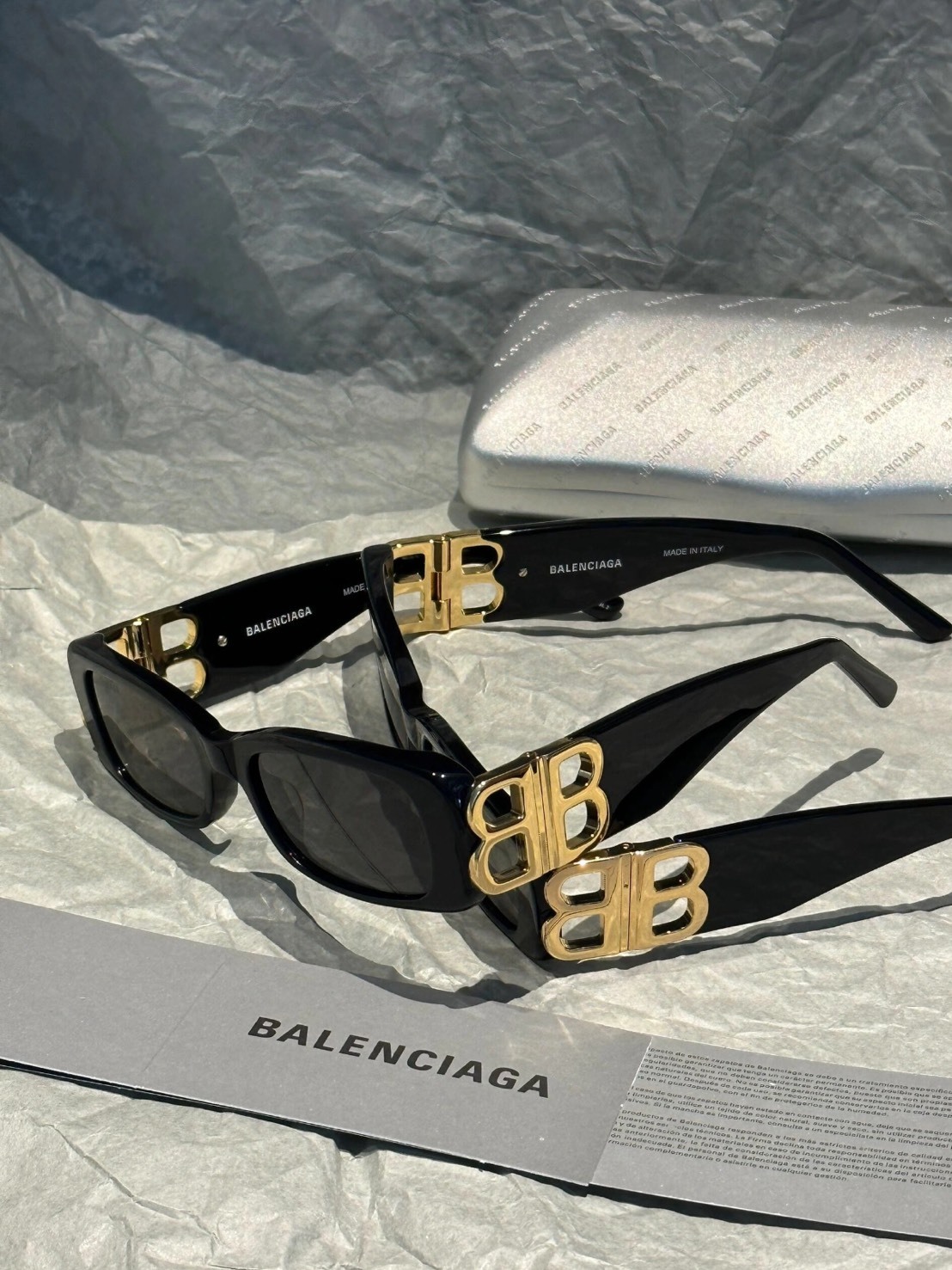 GD同款 BALENCIAGA 巴黎世家 黑金 窄方框 墨鏡