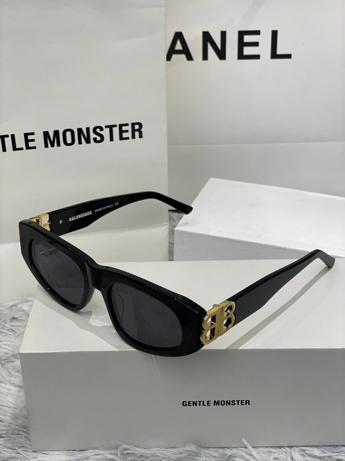 GD同款 BALENCIAGA 巴黎世家 黑金 窄方框 墨鏡