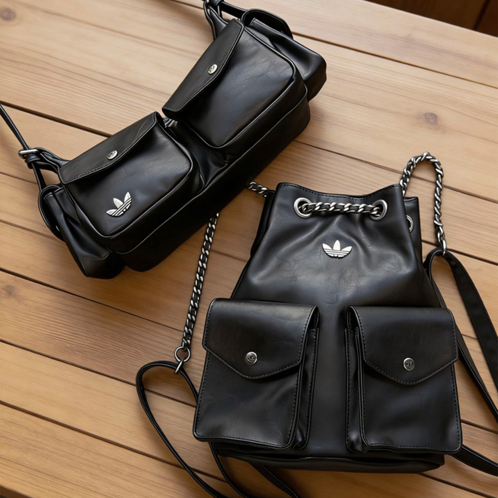 adidas Originals CLST W BACKPACK 小香風 皮革 後背包 雙肩包 手提包 單肩包 黑銀 KW4748 KW4750