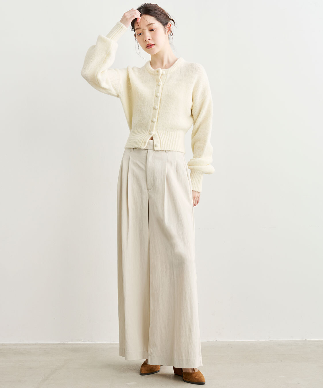 [現貨] 折扣 COCO DEAL 舒適寬版長褲 灰褐1號