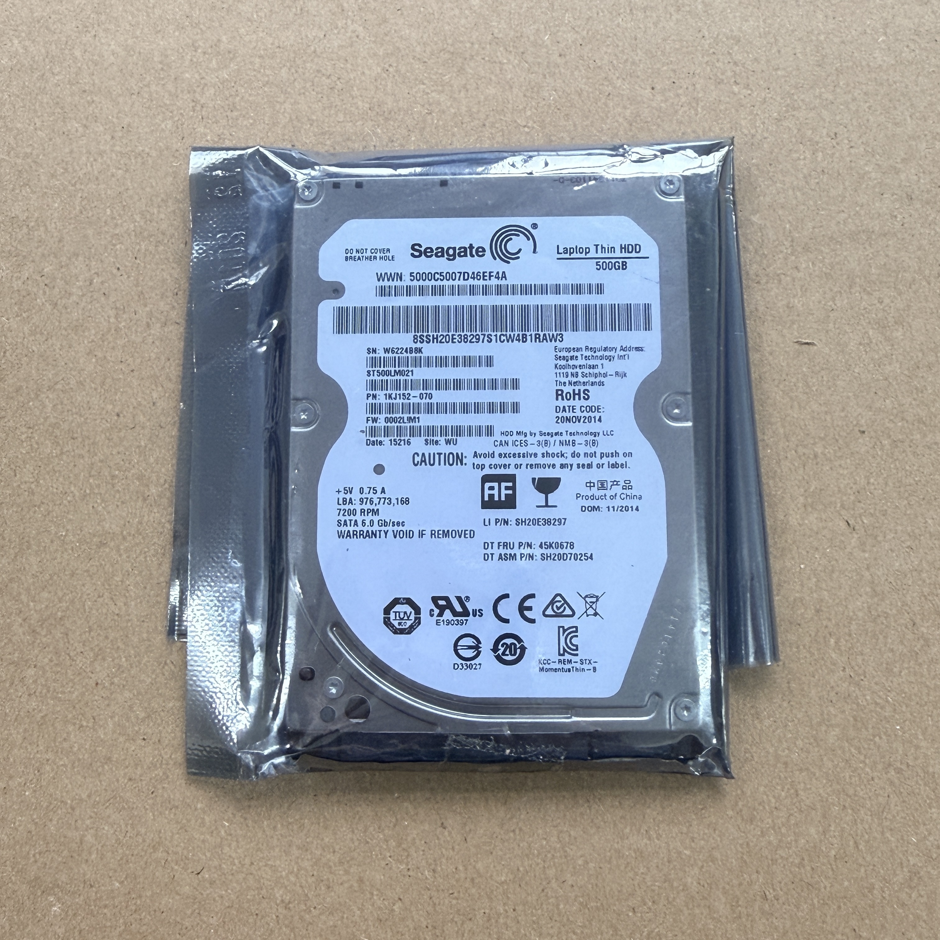 00HM717 LENOVO THINKPAD X250 2.5" 500GB 7200RPM SATA HDD (翻新) (Non-OEM)