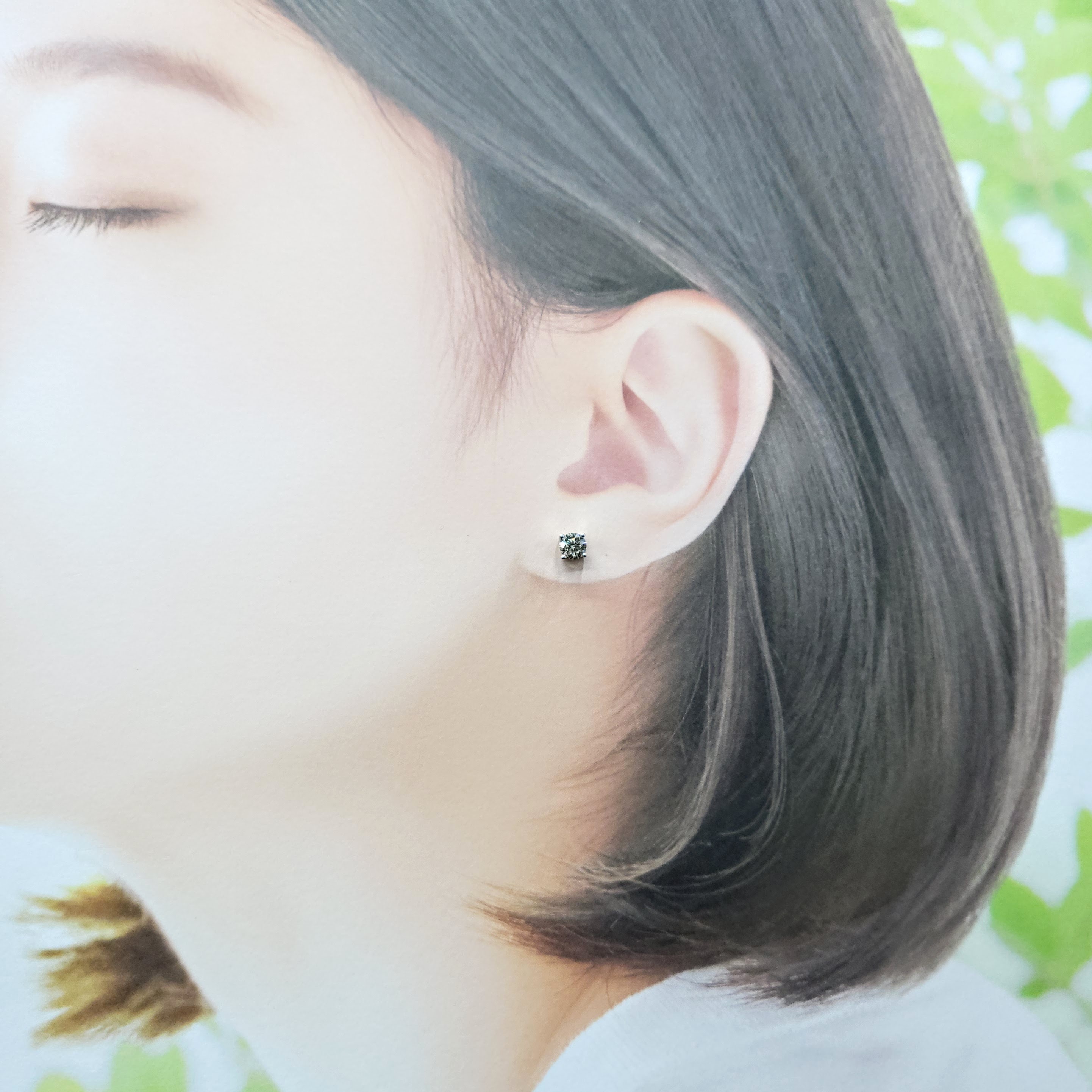 全新18K白金【主石81份鑽石】4爪耳環