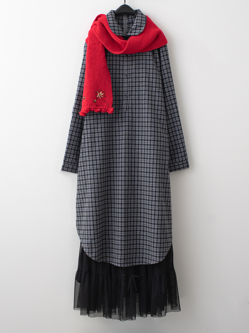 輕磨毛洋裝緞帶蛋糕紗裙組合