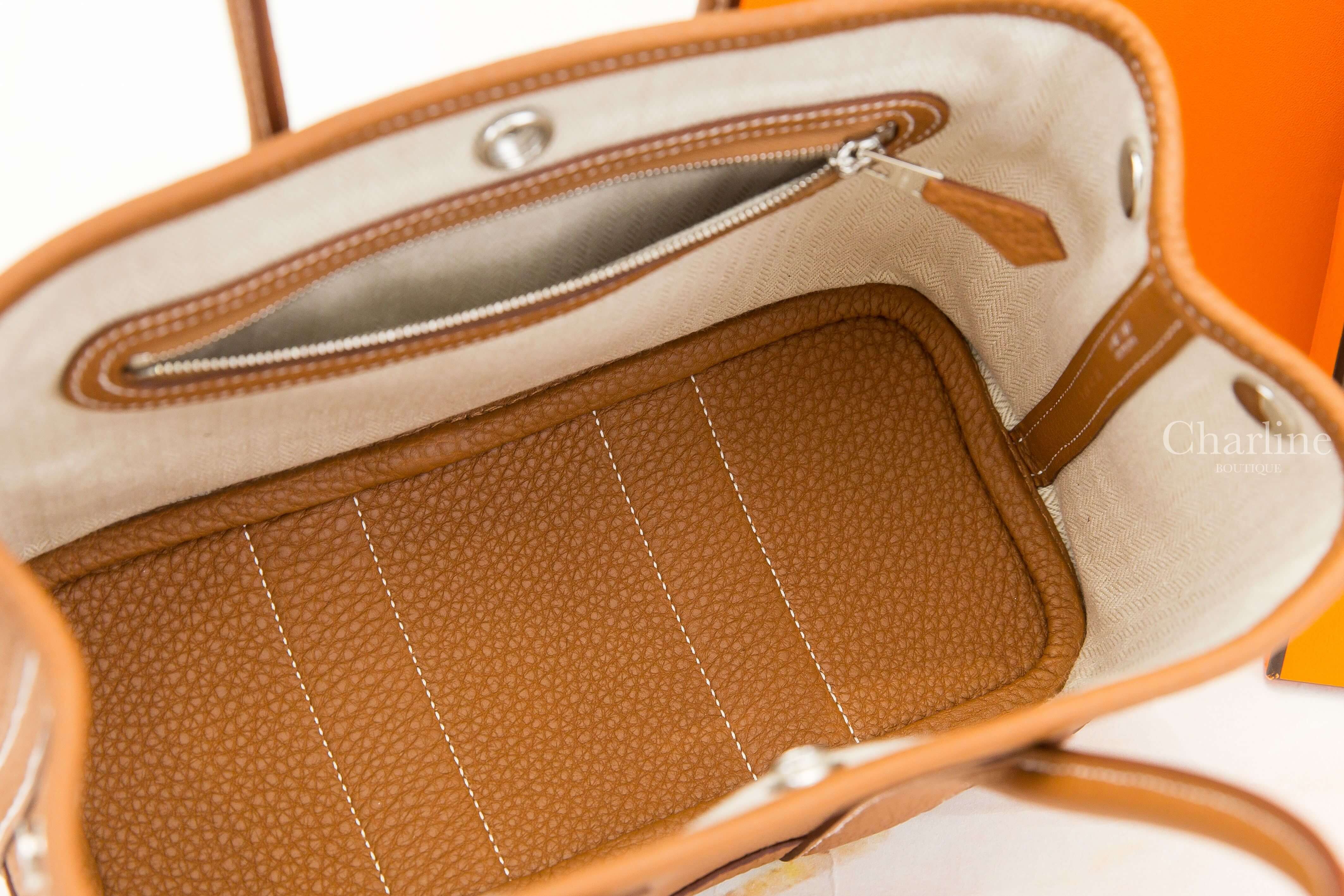 Hermès Neo Garden Party 23cm 37 Gold Veau Negonda 焦糖色迷你手提包-Charline Boutique 精品代購