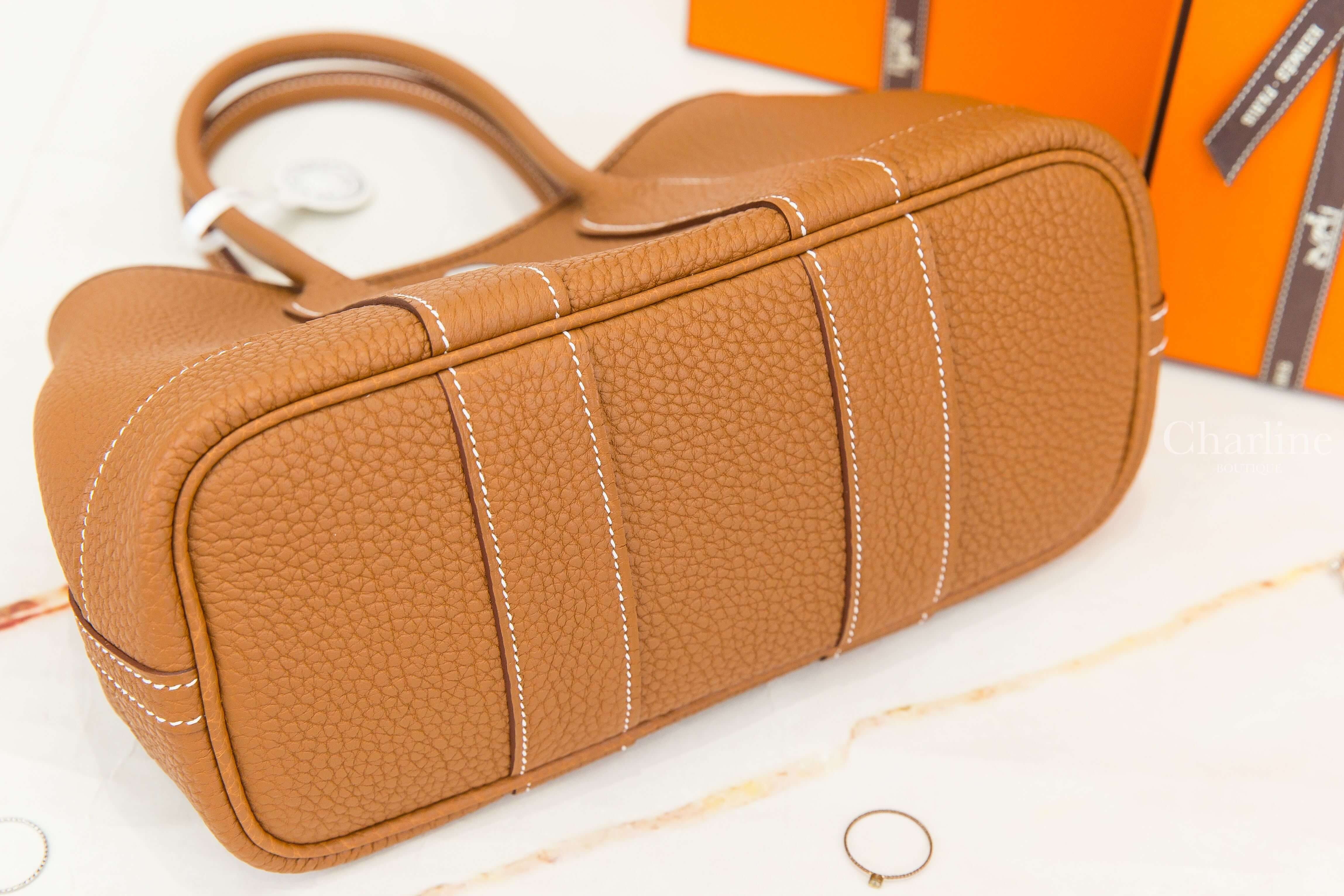 Hermès Neo Garden Party 23cm 37 Gold Veau Negonda 焦糖色迷你手提包-Charline Boutique 精品代購