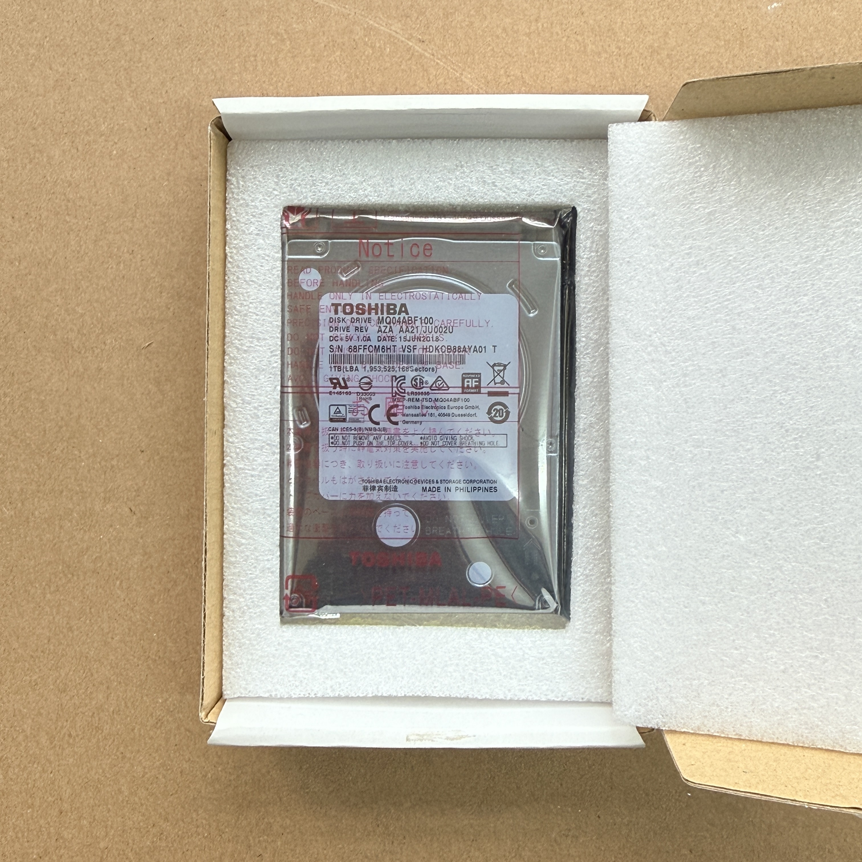 MQ04ABF100 TOSHIBA 2.5" 1TB SATA 5400RPM HDD