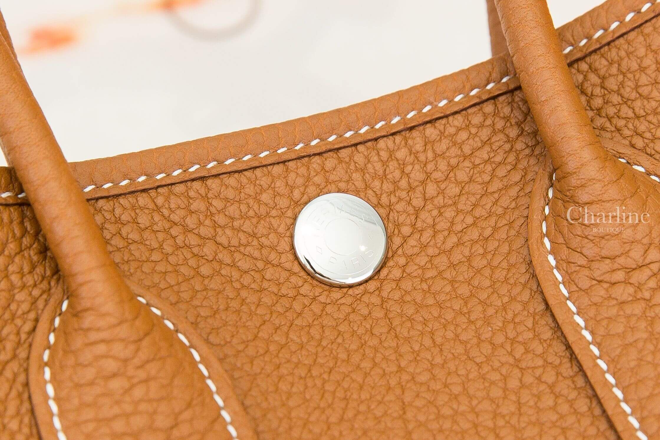 Hermès Neo Garden Party 23cm 37 Gold Veau Negonda 焦糖色迷你手提包