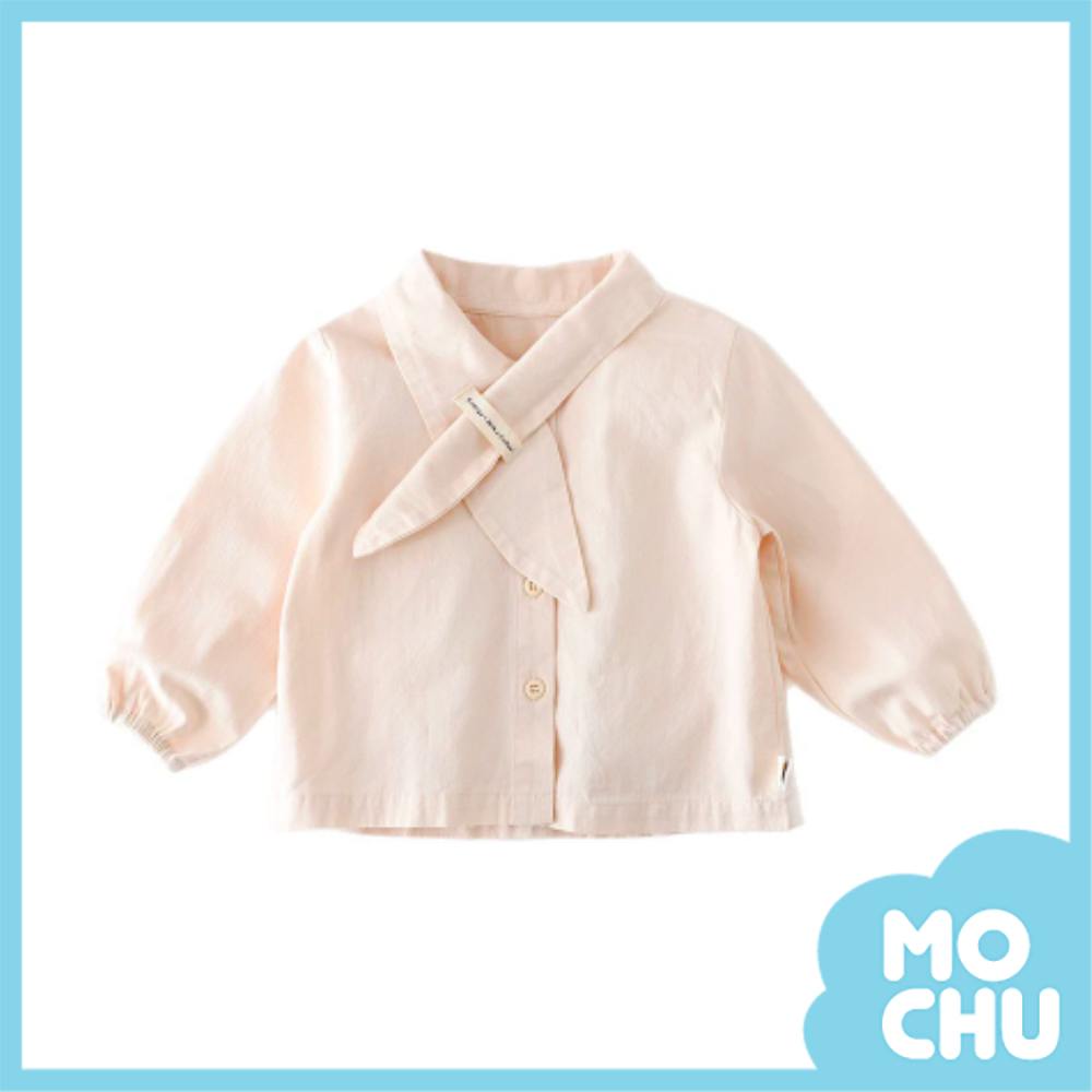 氣質交叉領巾長袖襯衫