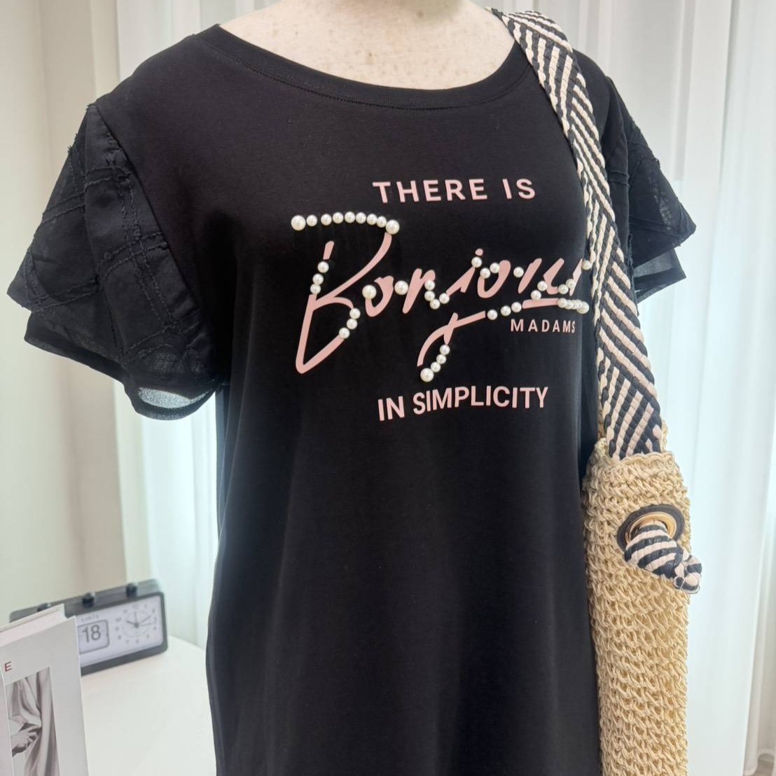 A8265-英文.珍珠.蕾絲袖棉衣