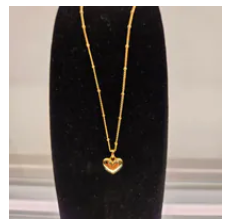 [S] MARC JACOBS LIGHT ANTIQUE GOLD 4R5JNC001J39-970 HEART PENDANT BALL CHAIN NECKLACE, 196611777124 (SMJ663)