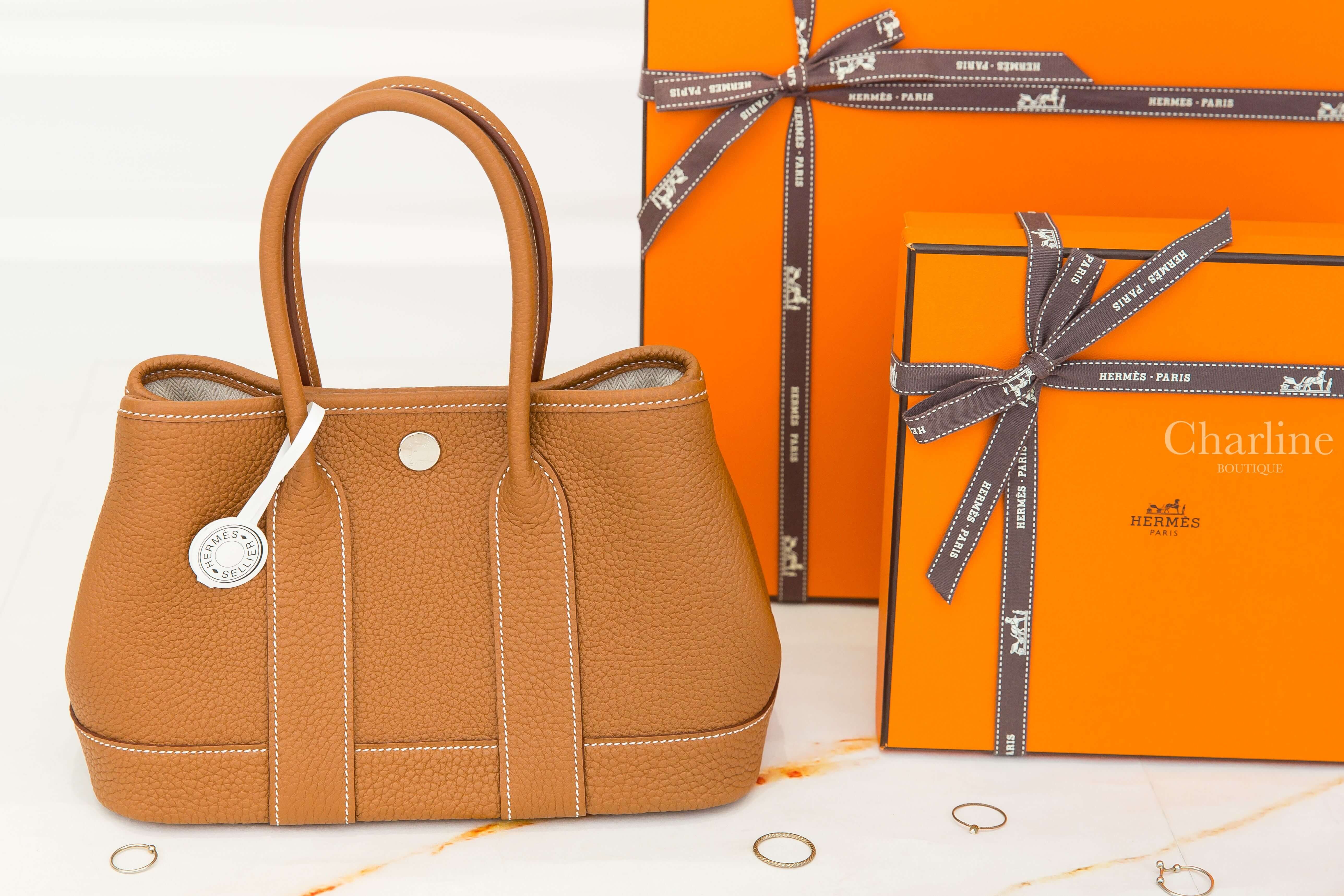 Hermès Neo Garden Party 23cm 37 Gold Veau Negonda 焦糖色迷你手提包-Charline Boutique 精品代購