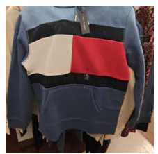 [S] TOMMY HILFIGER FADED INDIGO HEATHER BOLD FLAG LOGO HOODIE, XW04634-401 (STH1623)
