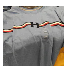 [S] TOMMY HILFIGER BLUE HEATHER SIGNATURE H STRIPE TSHIRT, XM06462-402 (STH1628)