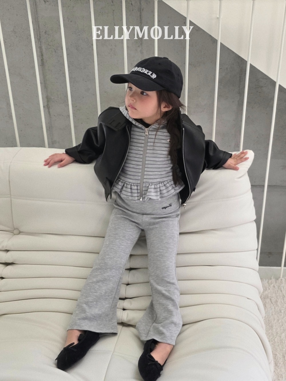 Ellymolly 時尚拉鏈皮外套