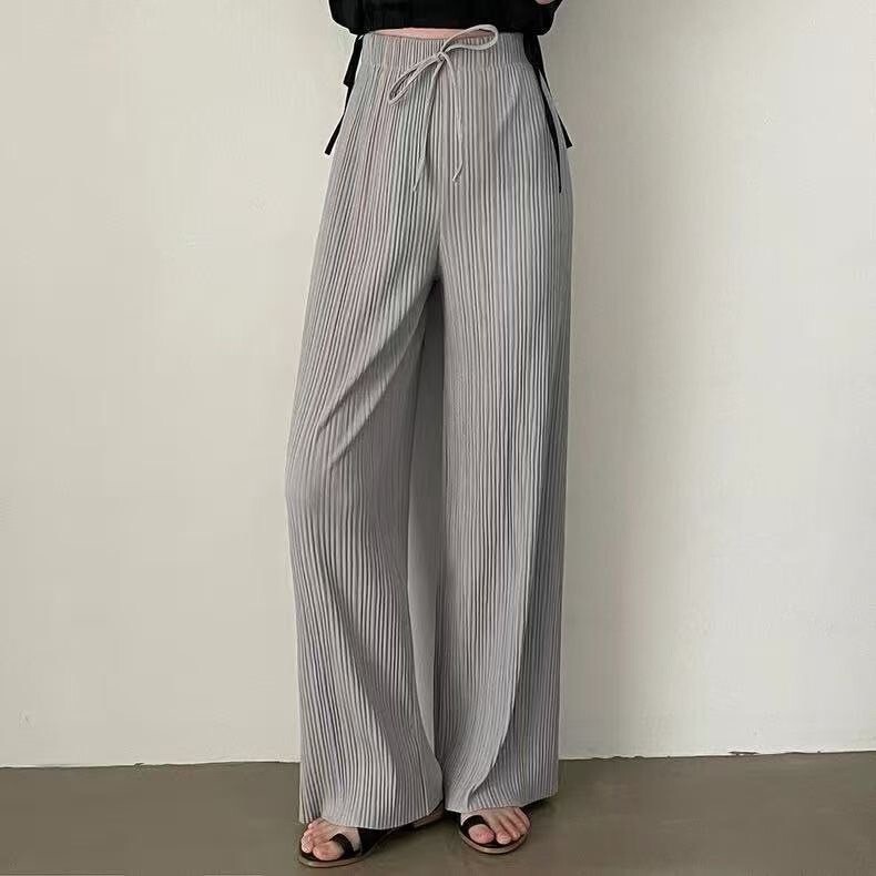 鬆緊腰同色系綁帶彈力螺紋長褲-F / 5色