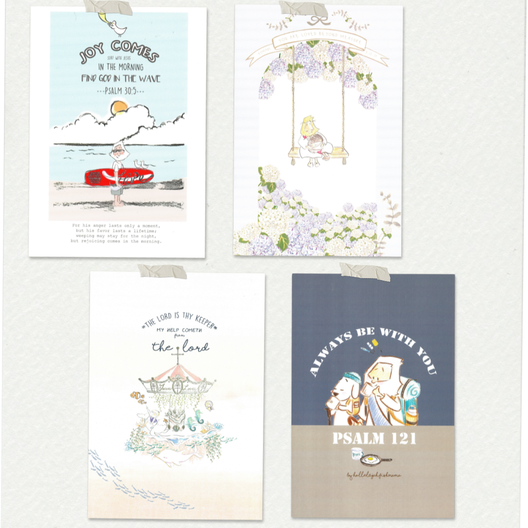 魚媽手作店｜"Always be with you" 聖經金句 信仰生活鼓勵卡畫  Postcard
