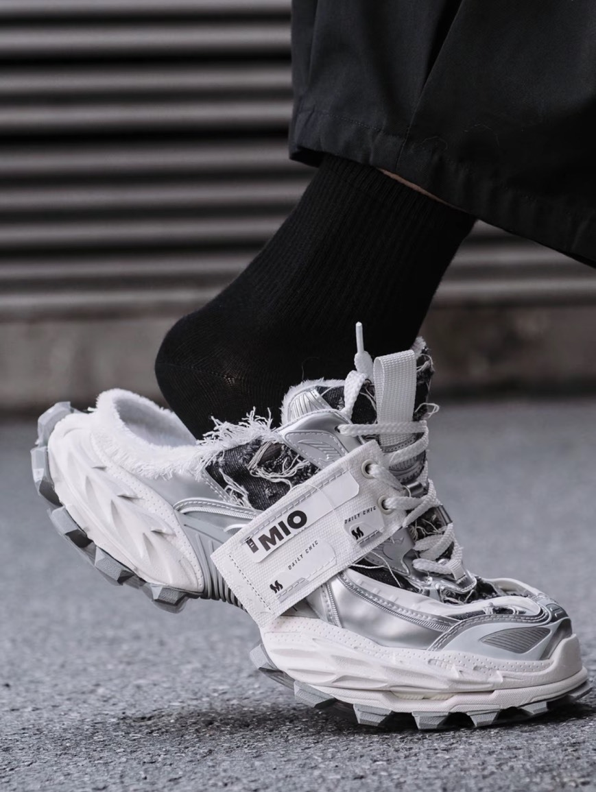 MIO 毛絨絨 齒輪 厚底 老爹 半拖 灰咖 M254286726B08