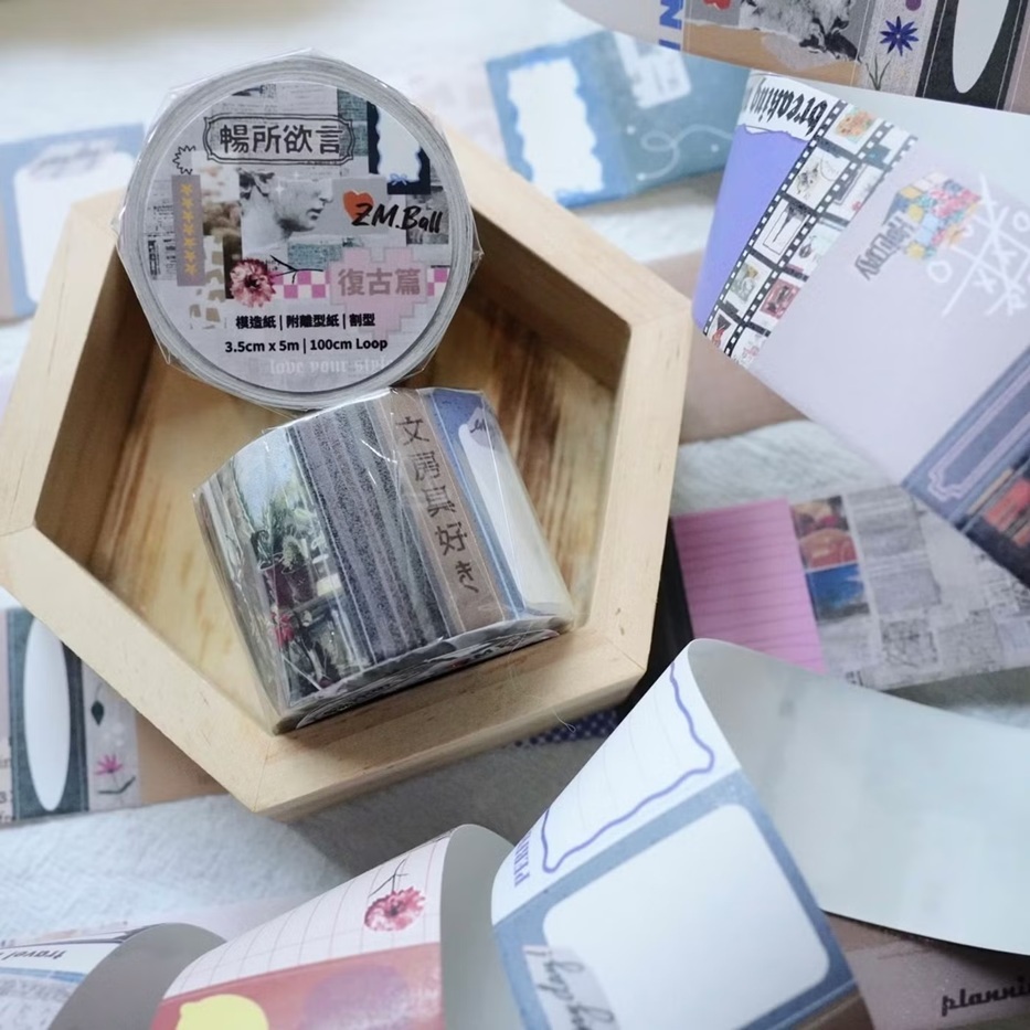 莫非是芝麻球．暢所欲言-復古篇 3.5cm割型模造紙膠帶 <整捲/分裝>