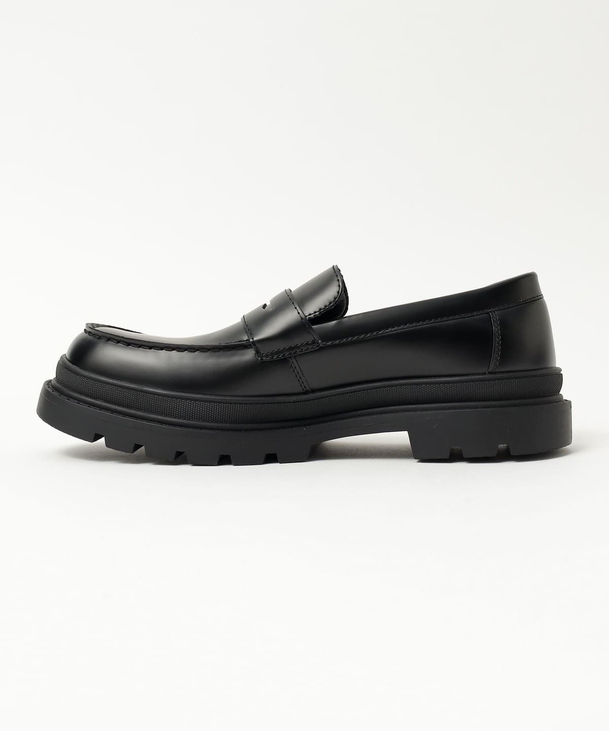 現貨|BEAMS HEART Volume sole coin loafers Black Smooth
