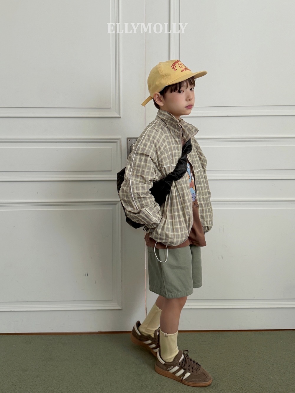 Ellymolly 格紋拉鍊防風外套