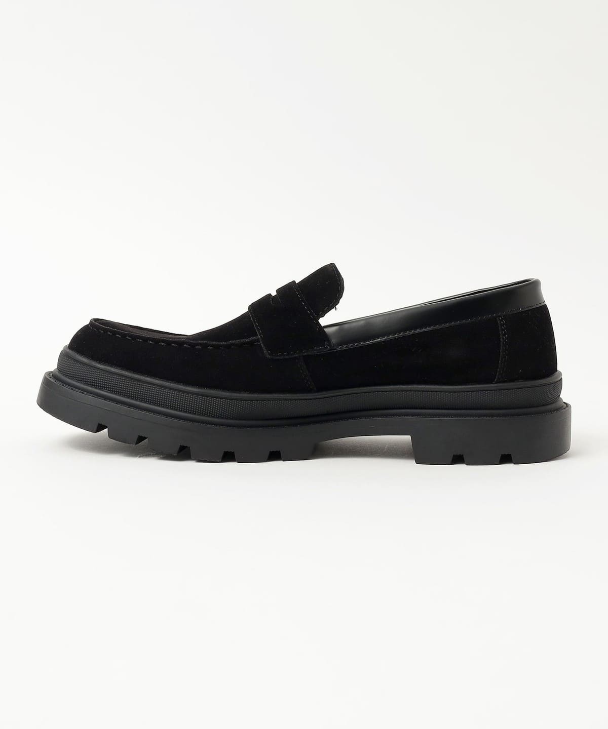 現貨|BEAMS HEART Volume sole coin loafers Black Suede