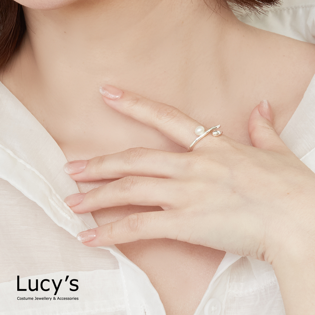 珍珠環抱 開口戒 (125809)