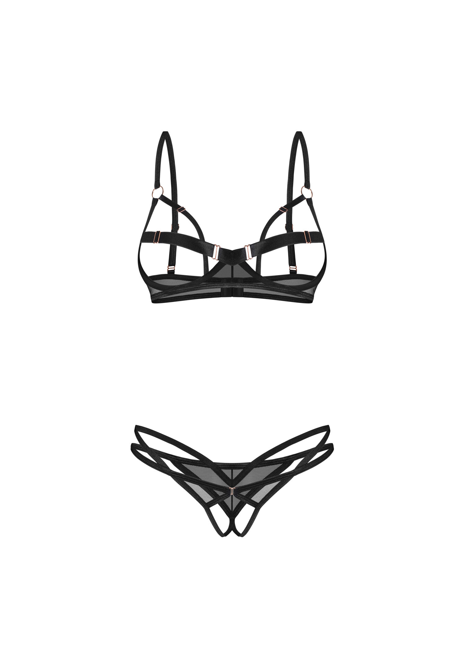 Obsessive - Euridia 束帶爆乳開襠情趣內衣套裝 (XS/S/M/L/XL/XXL)