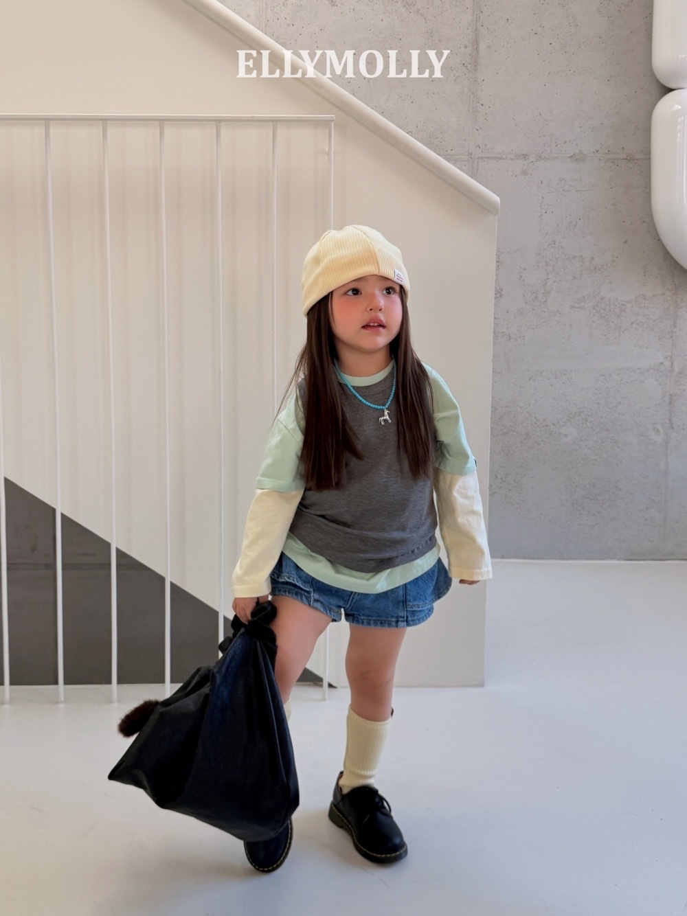 Ellymolly 拼色袖寬鬆 tee / 3色