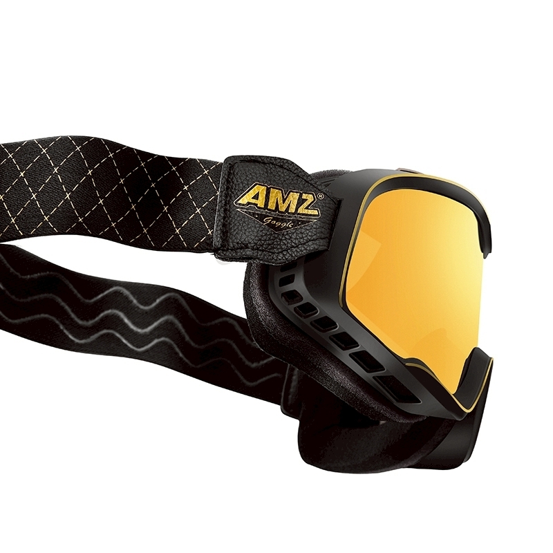 AMZ STURGIS 黑金斜紋 電鍍金片 個性 風鏡