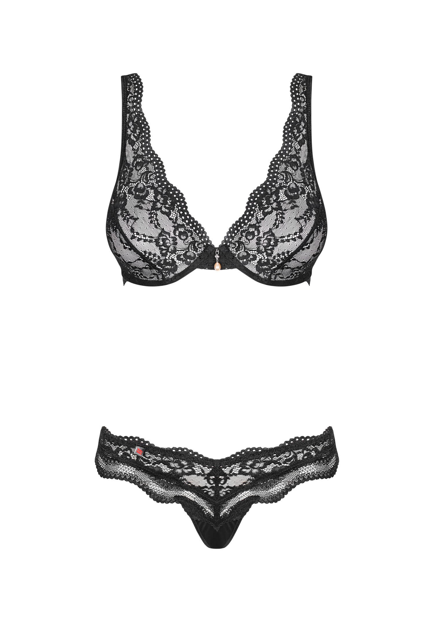 Obsessive - Luvae 蕾絲波紋情趣內衣套裝 - S/M/L/XL