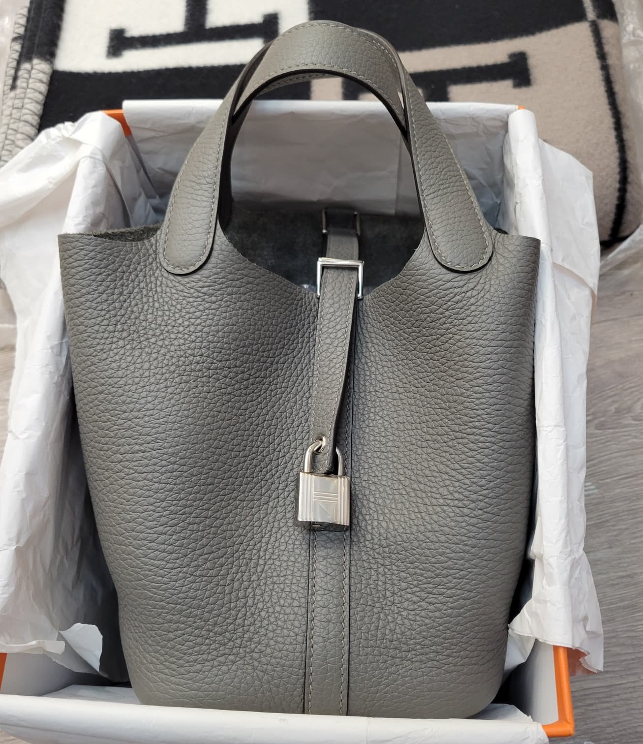 98%NEW HERMES PICOTIN 18 0L GRIS MEYER CK 積雨雲灰 銀扣