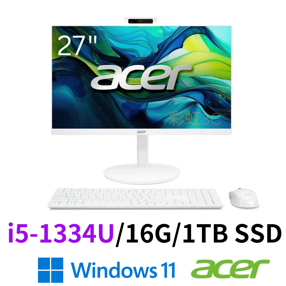 Acer 宏碁 C27-1E13U5UNH 27吋AIO液晶桌上型電腦 i5-1334U/16G/1TBSD/W11