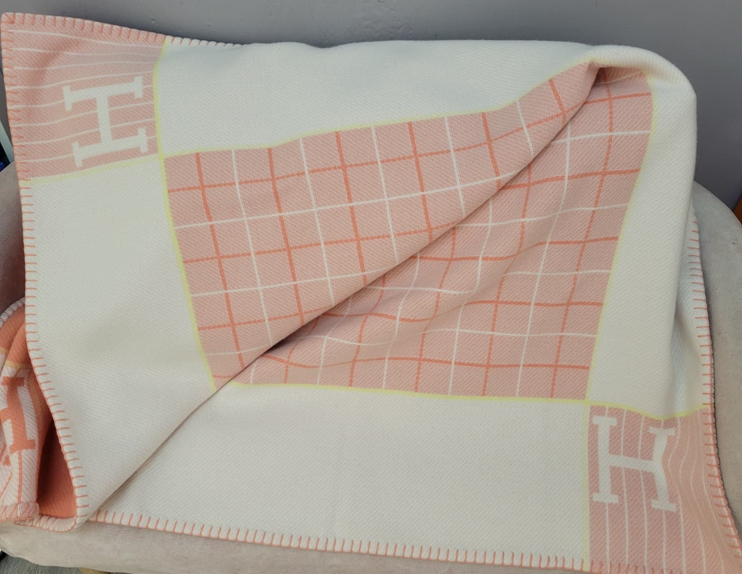 HERMES Avalon Cabriole blanket melon 100 x 140 cm 毛氈