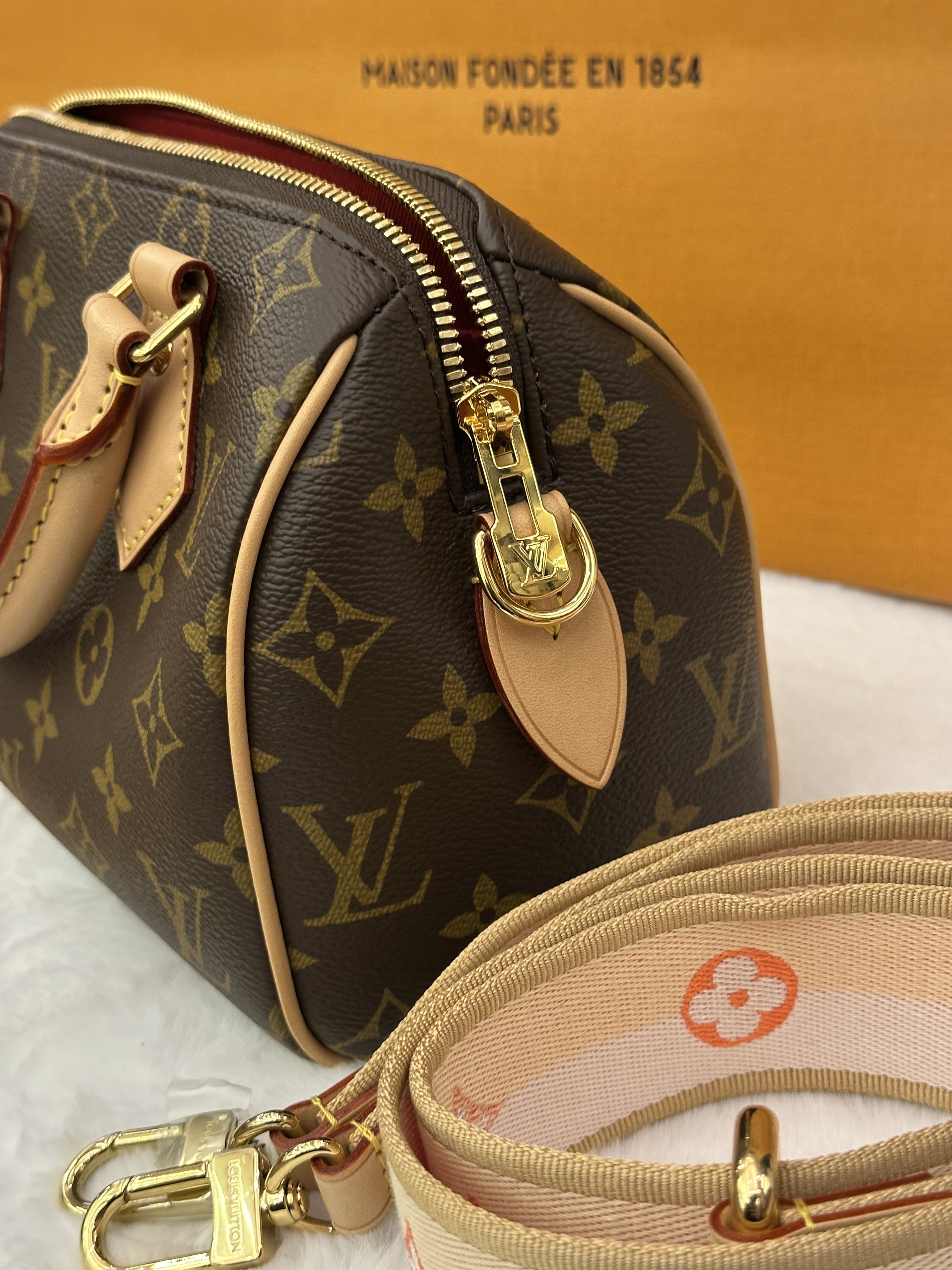 LV speedy 20 pink strap