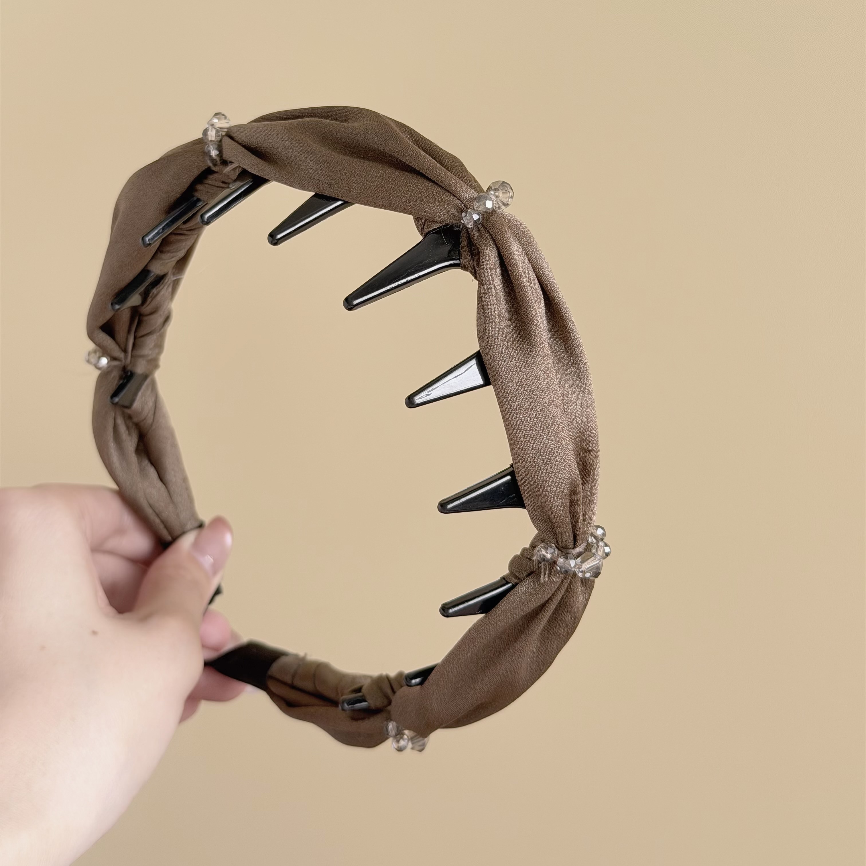 H260緞面水晶帶爪髮箍