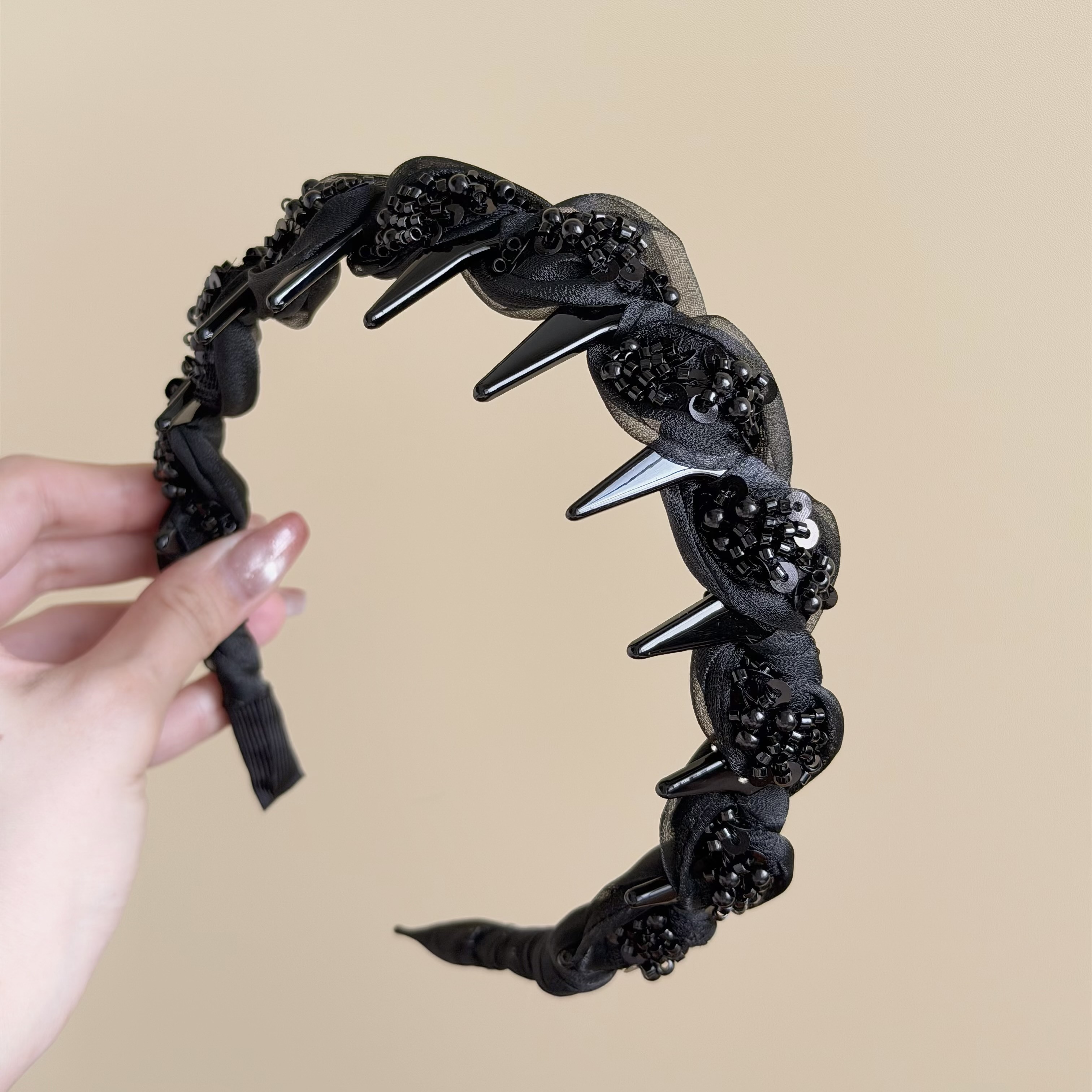 H255透紗珍珠帶爪髮箍