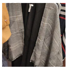 [S] TOMMY HILFIGER BLACK/MULTI XW05938-970 GLEN PLAID HOUNDSTOOTH CAPE, 198296358452 (STH1634)